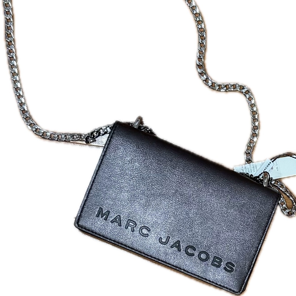 Marc Jacobs Black Leather Bag with Silver Chain